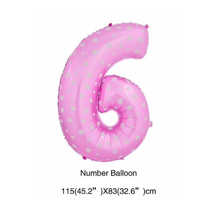 40 Inch Foil Number Balloon for Anniversary Celebration, Pub decoration - 6 / Pink-1