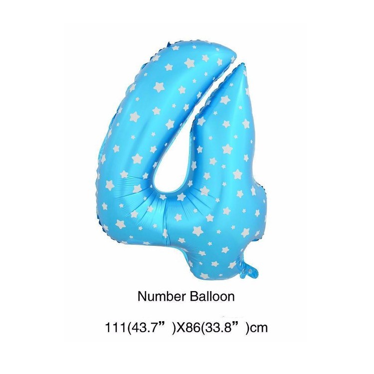 Self-sealing 40 Inch Foil Number Balloon for Various Decoration - 4 / Blue-1