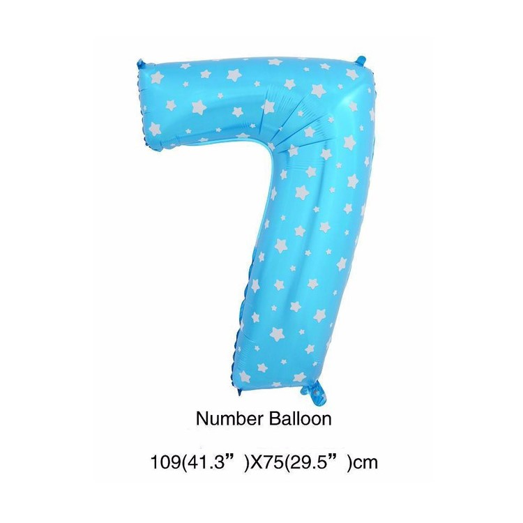Star-studded Festival Decoration 40 Inch Foil Self-sealing Number Balloon - 7 / Blue-1
