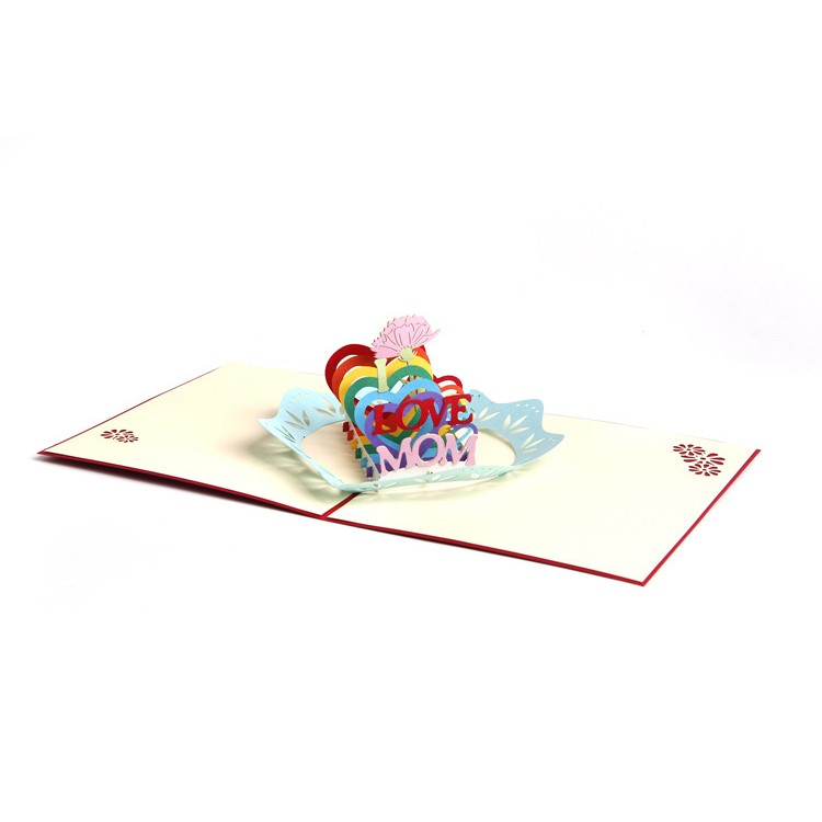 I Love You Mom Pattern 3D Happy Pop Up Greeting Card Best Wishes Festival Card-10