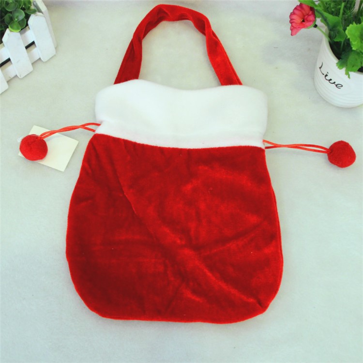Christmas Bag Plush Felt Fabric Candy Treats Stocking Gift Bag with Handle - Snowman-3