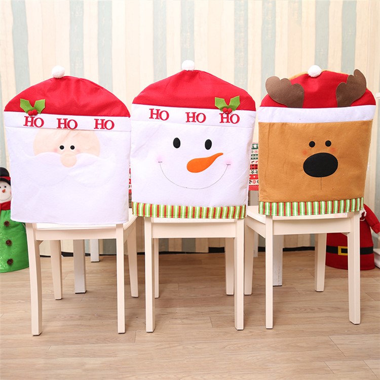 Christmas Party Decor Ornaments Chair Back Cover - Santa Claus-3