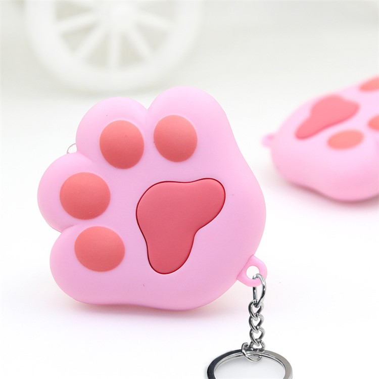 Lovely LED Light Sound Cat Paw Key Chain - Pink-1