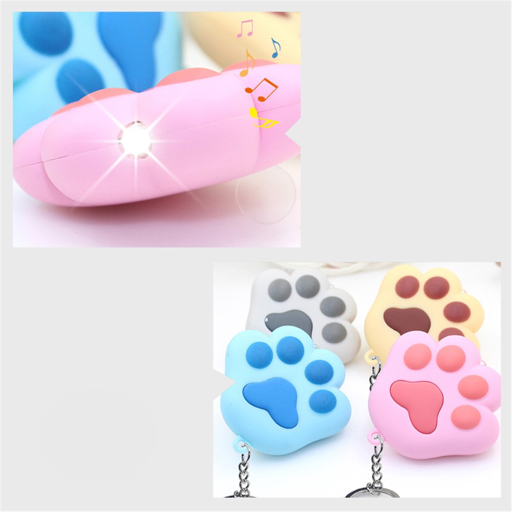 Lovely Pendant LED Light Sound Cat Paw Key Chain - Grey-12