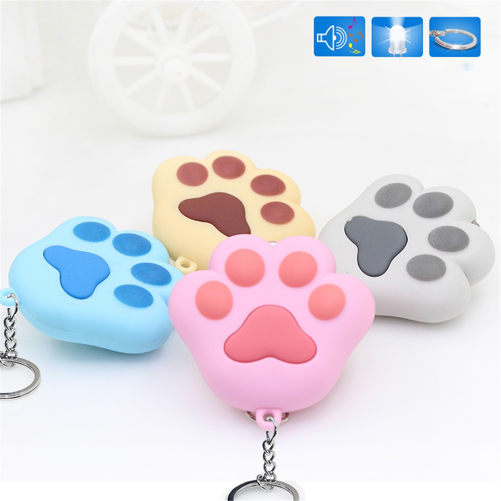 Lovely Pendant LED Light Sound Cat Paw Key Chain - Grey-3