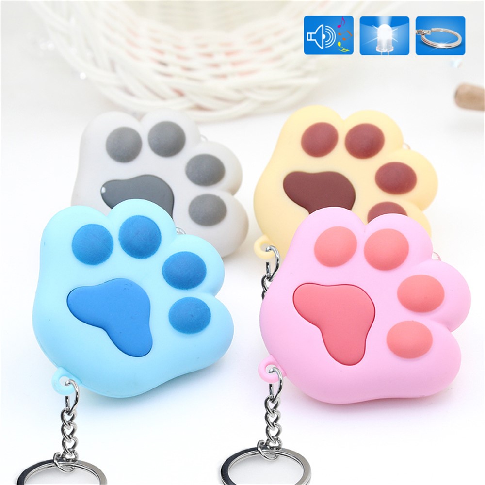 Lovely Pendant LED Light Sound Cat Paw Key Chain - Grey-4