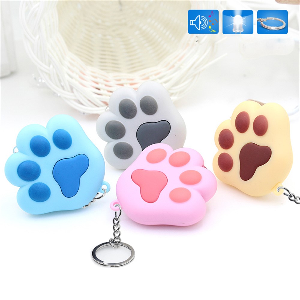 Lovely Pendant LED Light Sound Cat Paw Key Chain - Grey-6