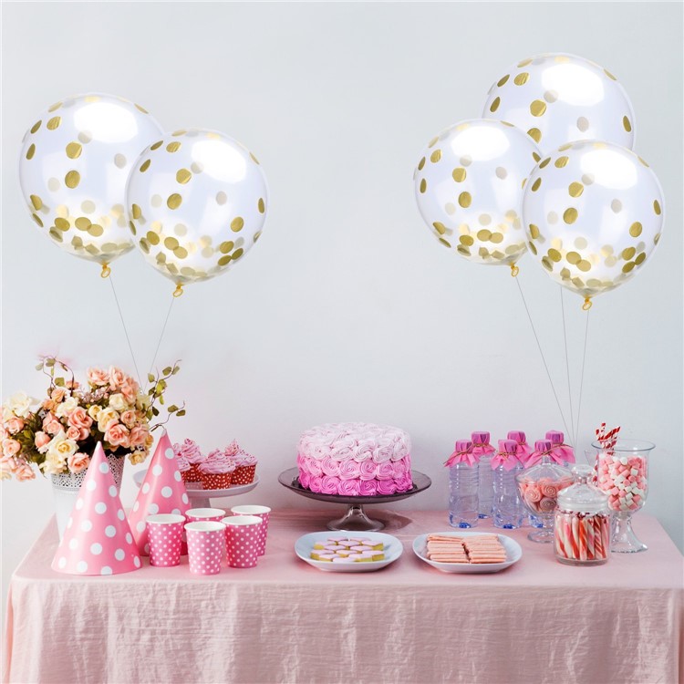 10Pcs 12Inch Latex Clear Confetti Filled Balloons Birthday Party Wedding Decorations-1