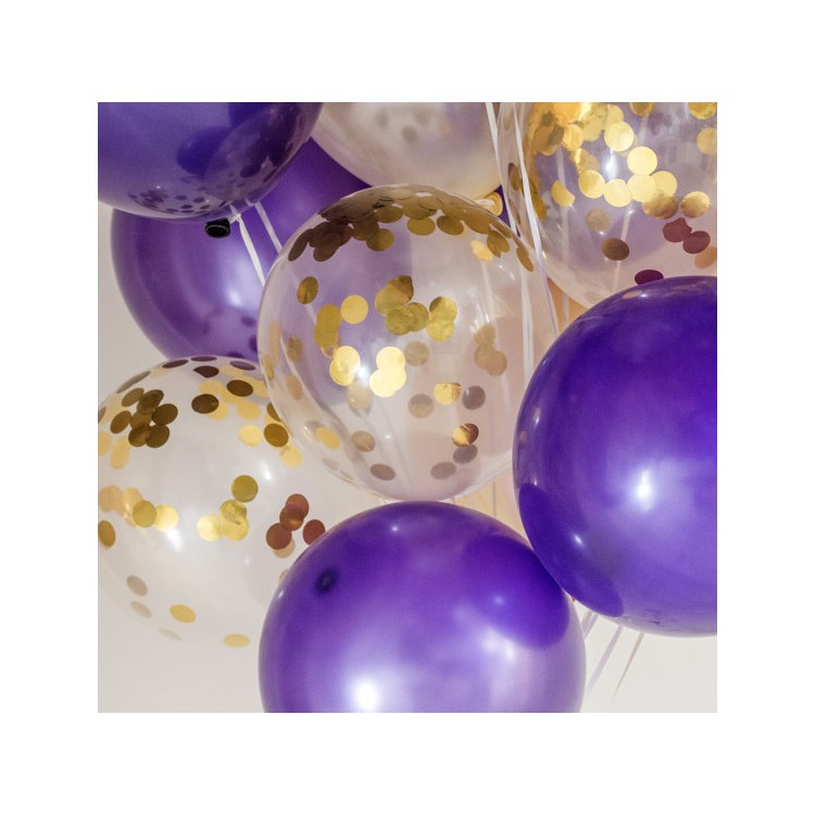 10Pcs 12Inch Latex Clear Confetti Filled Balloons Birthday Party Wedding Decorations-10