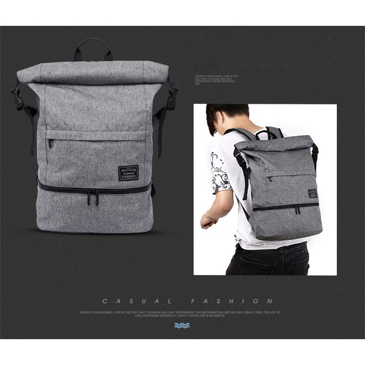 Anti-theft Business Laptop Bag Waterproof Dry and Wet Separate Backpack Outdoor Travelling Bag - Grey-9