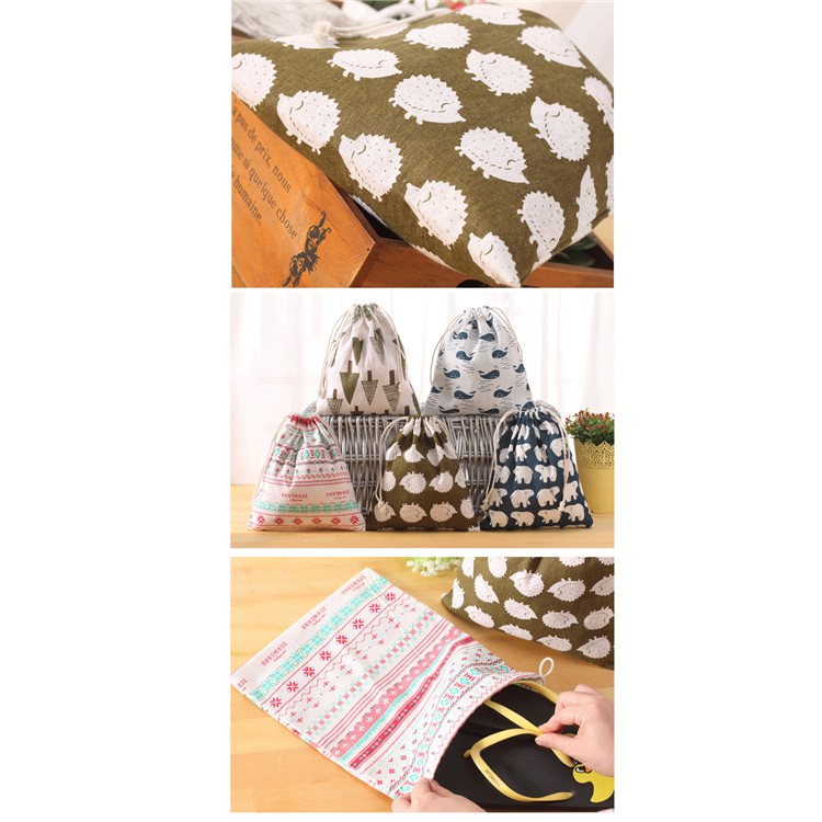 Dustproof Cotton and Linen Shoe Bags High Quality Shoe Storage Bag for Travel - Hedgehog-5