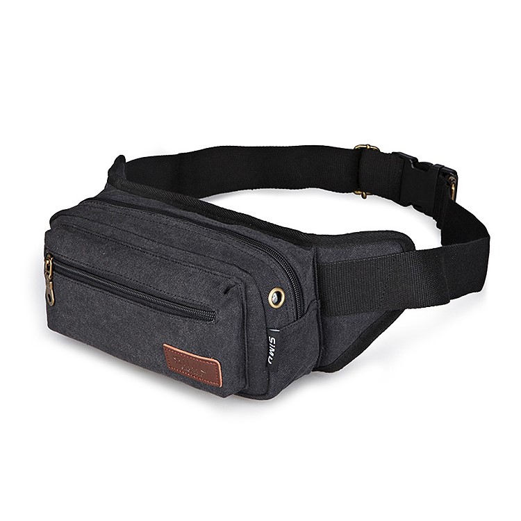 Outdoor Fashion Multi-functional Chest Bag Adjustable Canvas Waist Bag for Cycling Climbing - Black-1