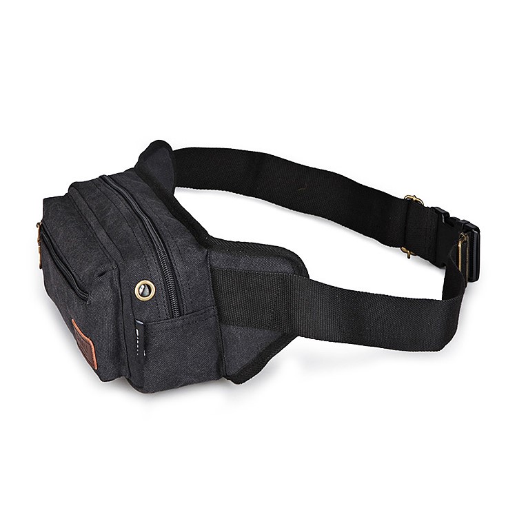 Outdoor Fashion Multi-functional Chest Bag Adjustable Canvas Waist Bag for Cycling Climbing - Black-2