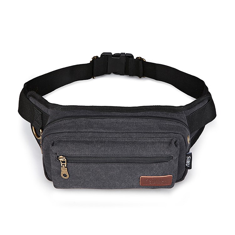Outdoor Fashion Multi-functional Chest Bag Adjustable Canvas Waist Bag for Cycling Climbing - Black-3