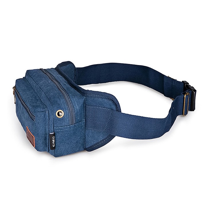 Fashion Outdoor Multi-functional Canvas Chest Bag Adjustable Waist Bag for Cycling Climbing - Blue-1