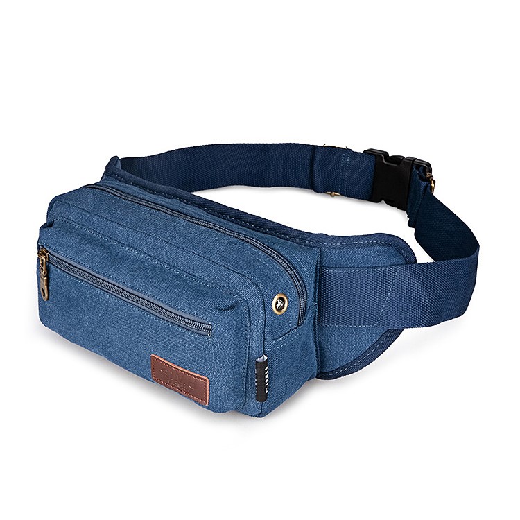 Fashion Outdoor Multi-functional Canvas Chest Bag Adjustable Waist Bag for Cycling Climbing - Blue-2