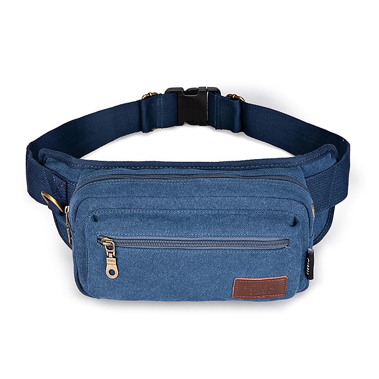 Fashion Outdoor Multi-functional Canvas Chest Bag Adjustable Waist Bag for Cycling Climbing - Blue-3
