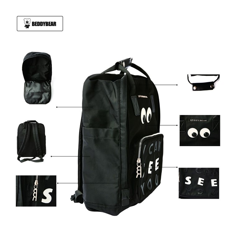 BEDDYBEAR Eye Pattern Kid Backpack for School Sport, Size: 41 x 33 x 15.5cm - Black-2