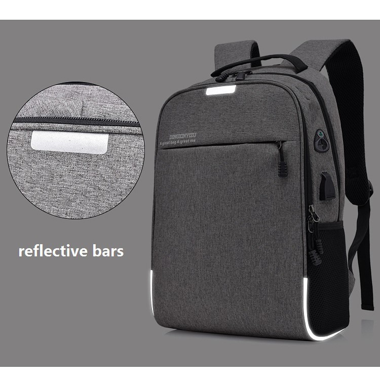 Anti-theft USB Charging Backpack School Backpack Bag Laptop Computer Bags - Black-3