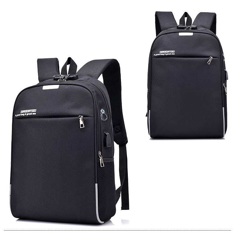 Anti-theft USB Charging Backpack School Backpack Bag Laptop Computer Bags - Black-4