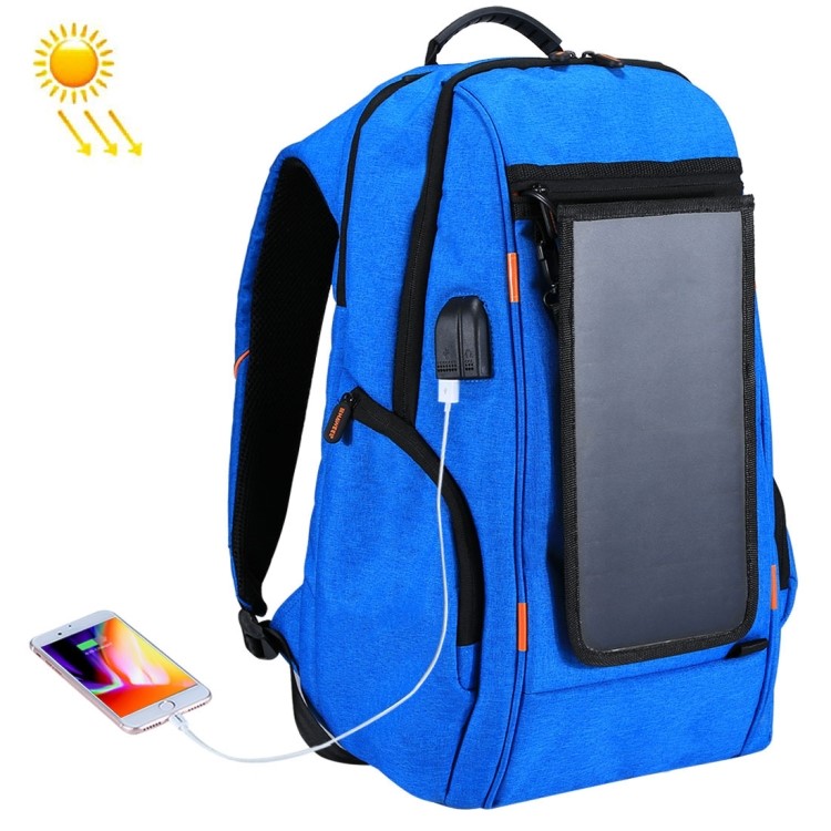 HAWEEL HWL2160 USB Solar Power Charging Outdoor Backpack with 3.5mm Jack - Blue