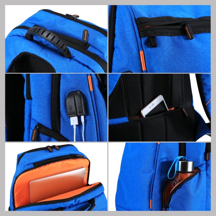 HAWEEL HWL2160 USB Solar Power Charging Outdoor Backpack with 3.5mm Jack - Blue-5