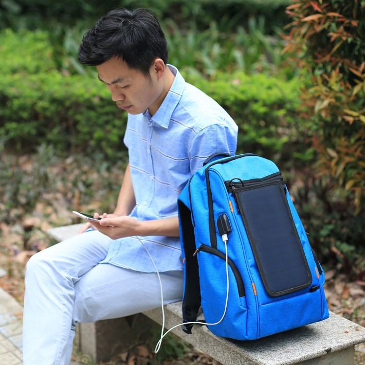 HAWEEL HWL2160 USB Solar Power Charging Outdoor Backpack with 3.5mm Jack - Blue-7