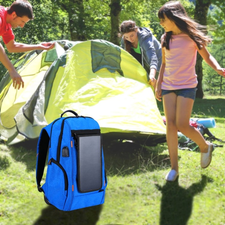 HAWEEL HWL2160 USB Solar Power Charging Outdoor Backpack with 3.5mm Jack - Blue-8