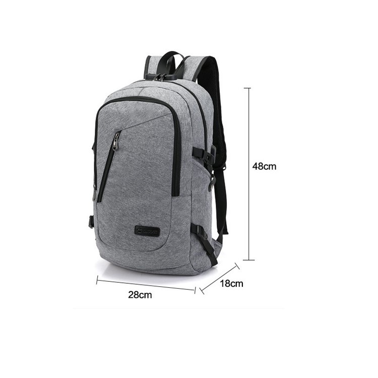 Anti-theft USB Charging Backpack School Backpack Bag Laptop Computer Bags – Grey-11