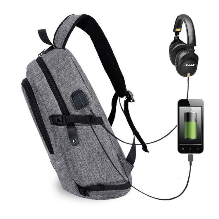 Anti-theft USB Charging Backpack School Backpack Bag Laptop Computer Bags – Grey-2
