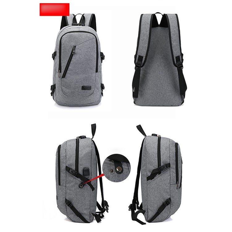 Anti-theft USB Charging Backpack School Backpack Bag Laptop Computer Bags – Grey-4