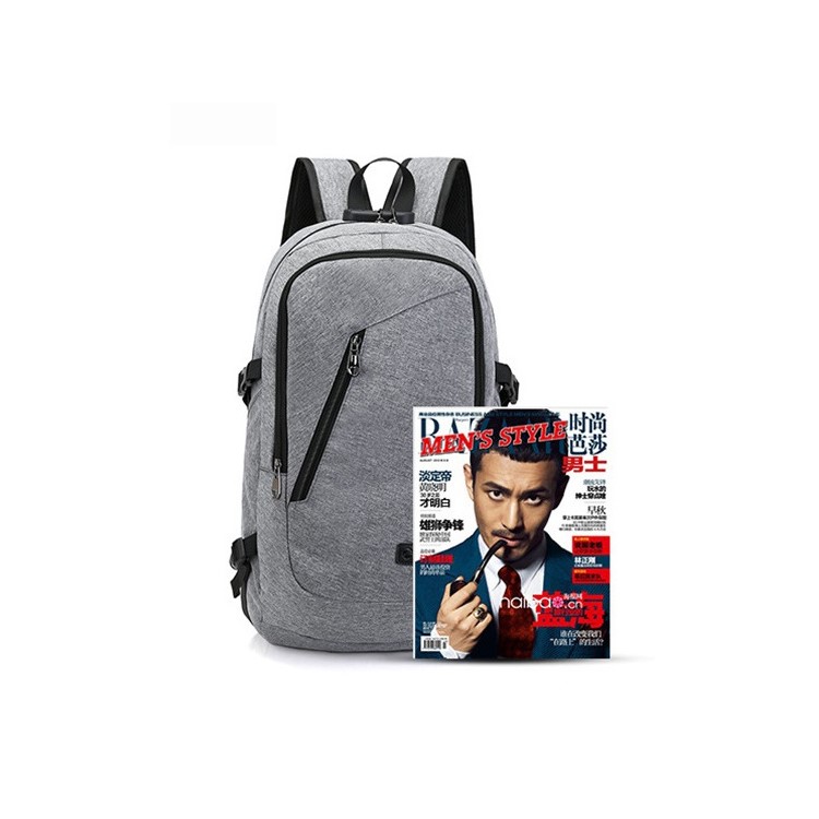Anti-theft USB Charging Backpack School Backpack Bag Laptop Computer Bags – Grey-5