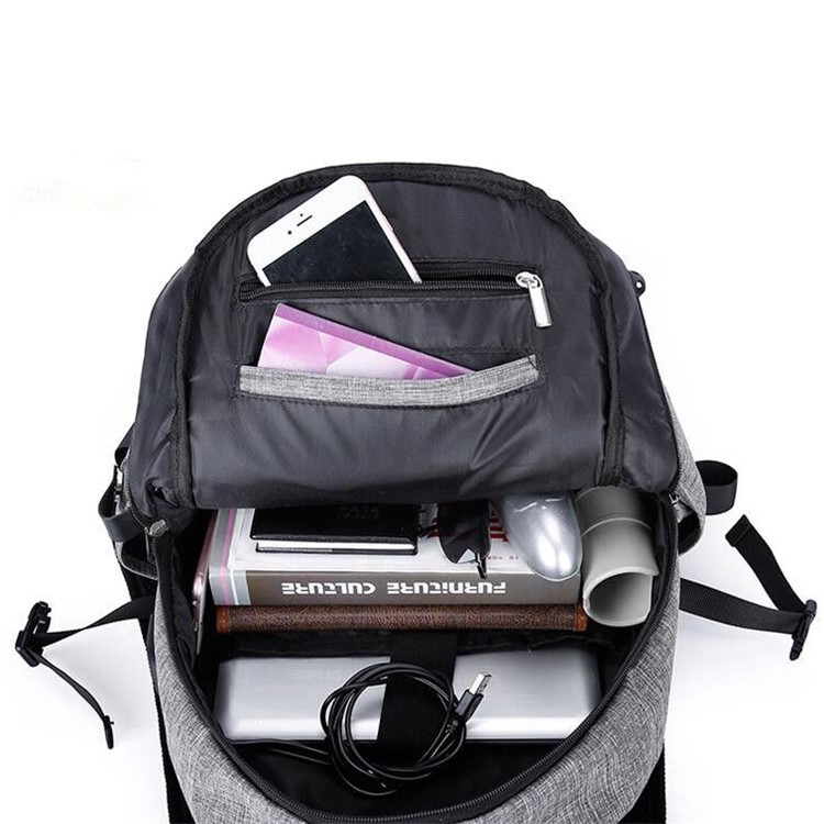 Anti-theft USB Charging Backpack School Backpack Bag Laptop Computer Bags – Grey-7