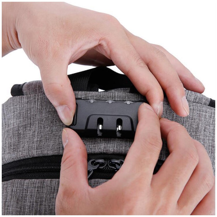 Anti-theft USB Charging Backpack School Backpack Bag Laptop Computer Bags – Grey-9