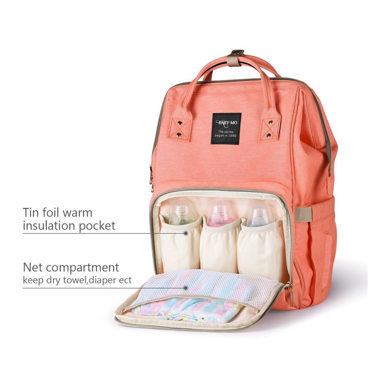 Multi-Functional Large Capacity Waterproof Maternity Nappy Baby Bag Travel Backpack for Baby Care - Orange-3
