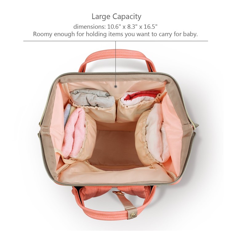 Multi-Functional Large Capacity Waterproof Maternity Nappy Baby Bag Travel Backpack for Baby Care - Orange-7