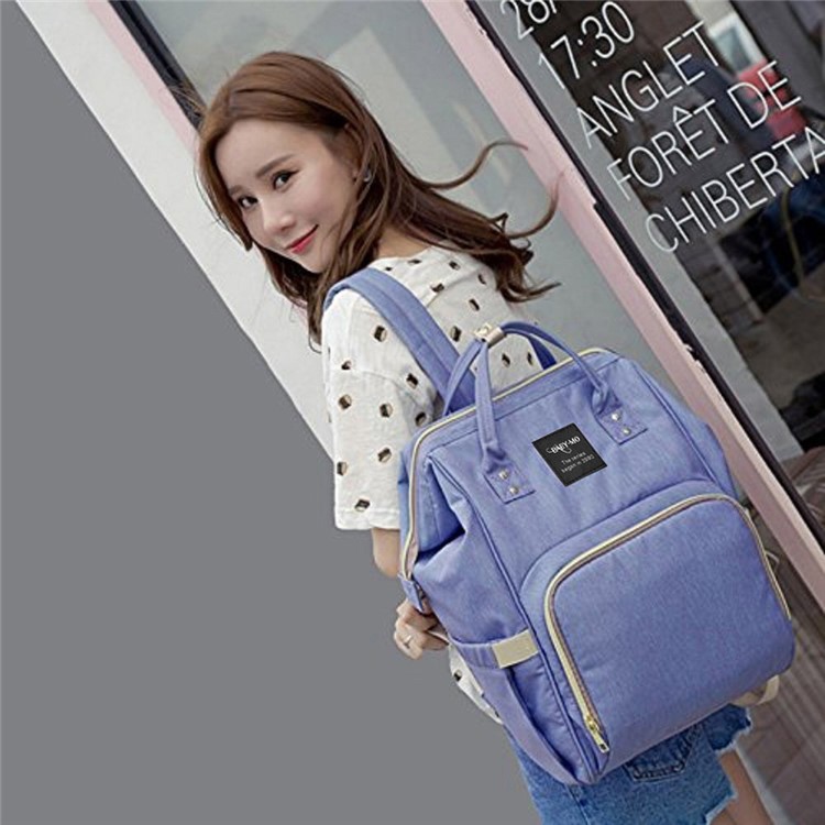 Multi-Functional Large Capacity Waterproof Maternity Nappy Baby Bag Travel Backpack with Side Pockets - Light Purple-1