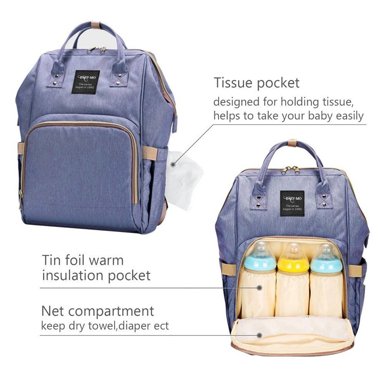 Multi-Functional Large Capacity Waterproof Maternity Nappy Baby Bag Travel Backpack with Side Pockets - Light Purple-2