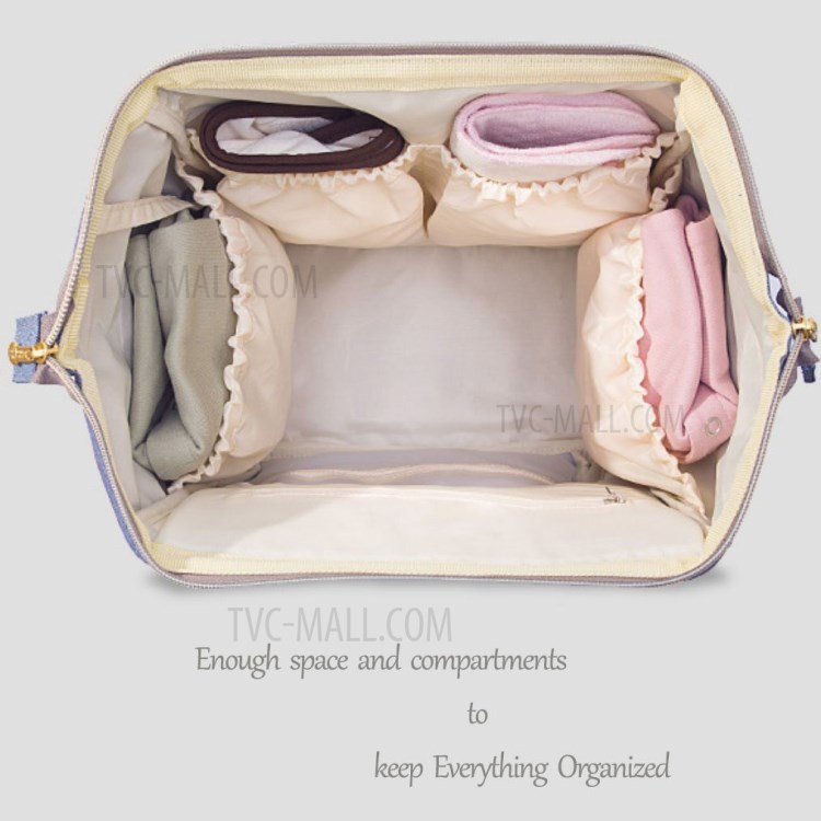 Multi-Functional Large Capacity Waterproof Maternity Nappy Baby Bag Travel Backpack with Side Pockets - Light Purple-6