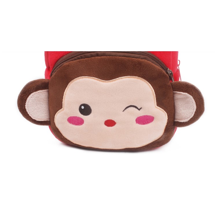 Lovely Cartoon Animal Plush School Bag Children Fluffy Backpack - Monkey-9