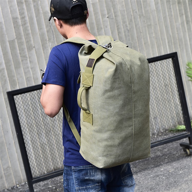 Canvas Causal Bag 23L Large Capacity Men's Travel Backpack - Army Green / Size: S-3