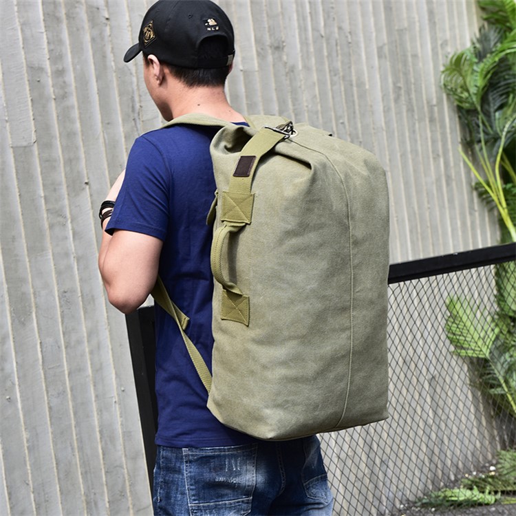 Canvas Causal Bag 23L Large Capacity Men's Travel Backpack - Army Green / Size: S-5