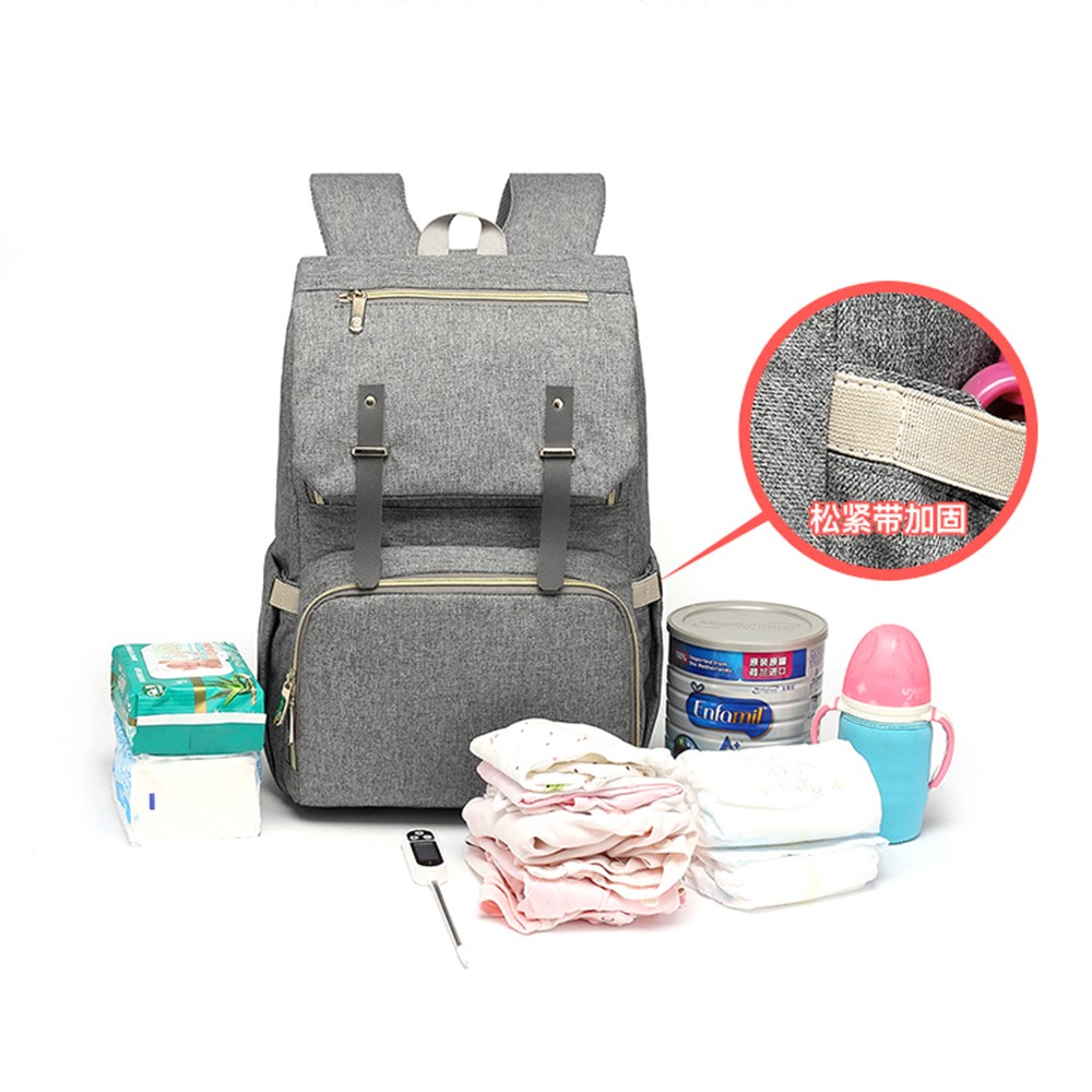 Mamá De Gran Capacidad Maternidad Nappy Shoulder Bag Baby Bag Viajes Mochila - Gris-10