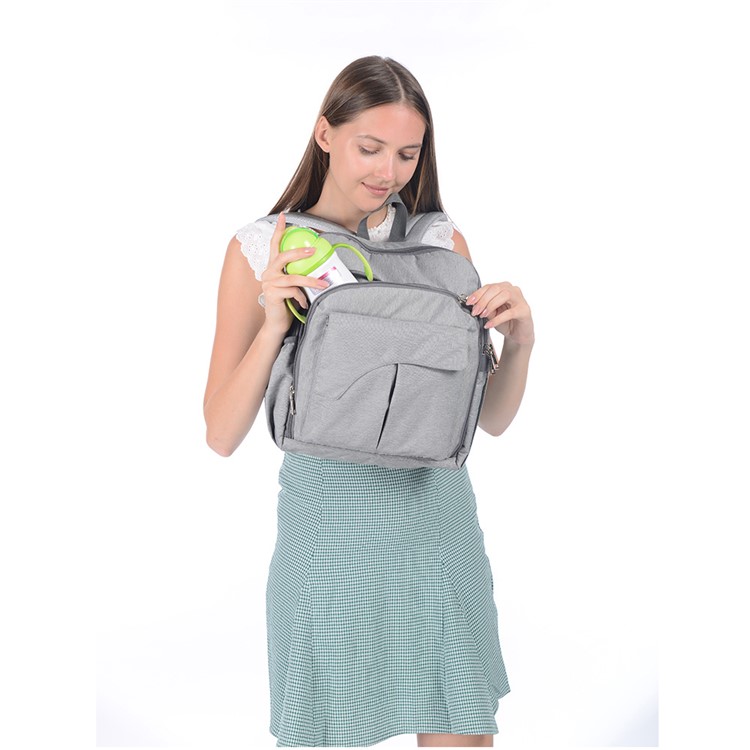 LENMONDA Multi-function Splash-proof Mummy Maternity Backpack Diaper Bag - Light Grey-16