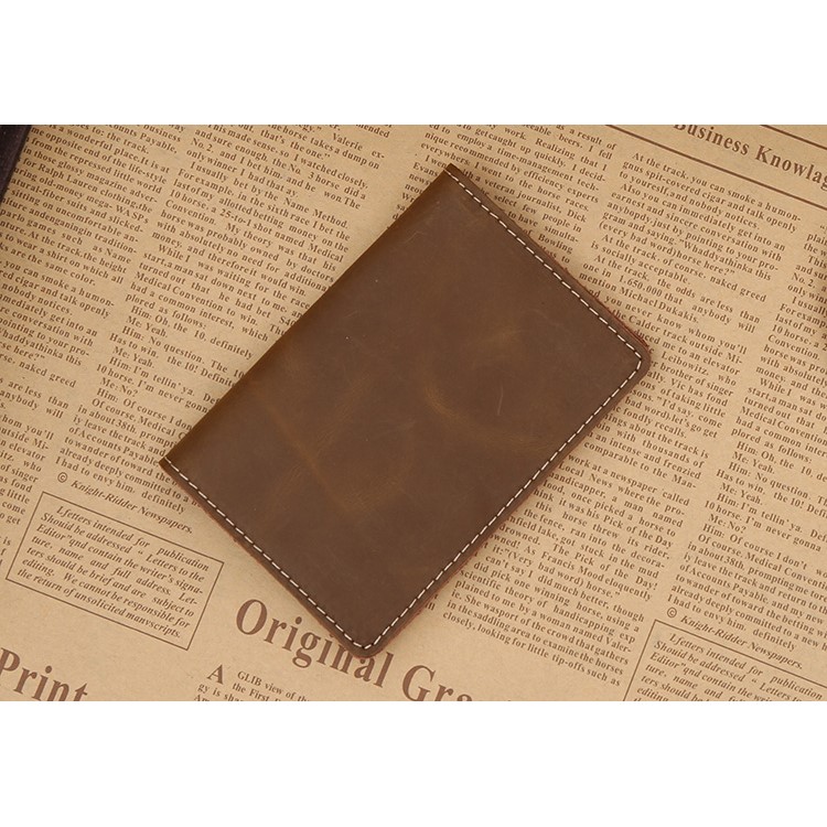 GUBINTU Vintage Style Hand-made Crazy Horse Genuine Leather Men's Credit Card Holder - Light Brown-4