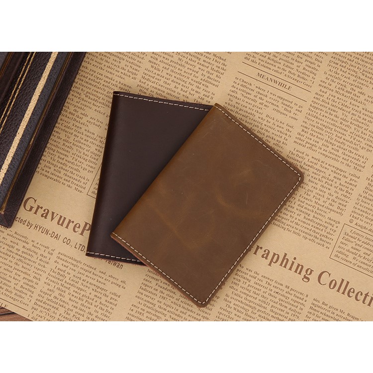 GUBINTU Vintage Style Hand-made Crazy Horse Genuine Leather Men's Credit Card Holder - Light Brown-6