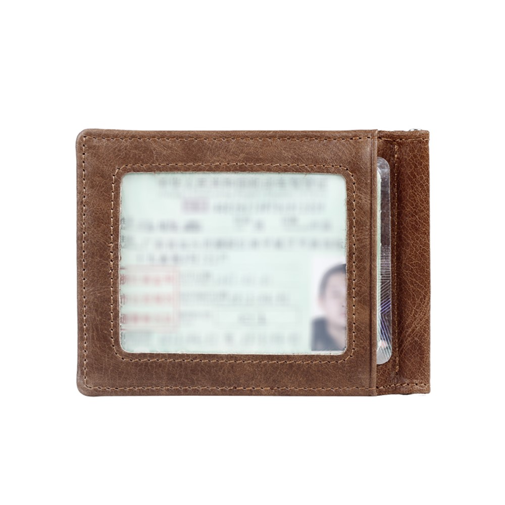 GUBINTU 425 Men's Crazy Horse Genuine Leather Bi-fold Anti-scan Short Wallet with Card Slots - Coffee-4