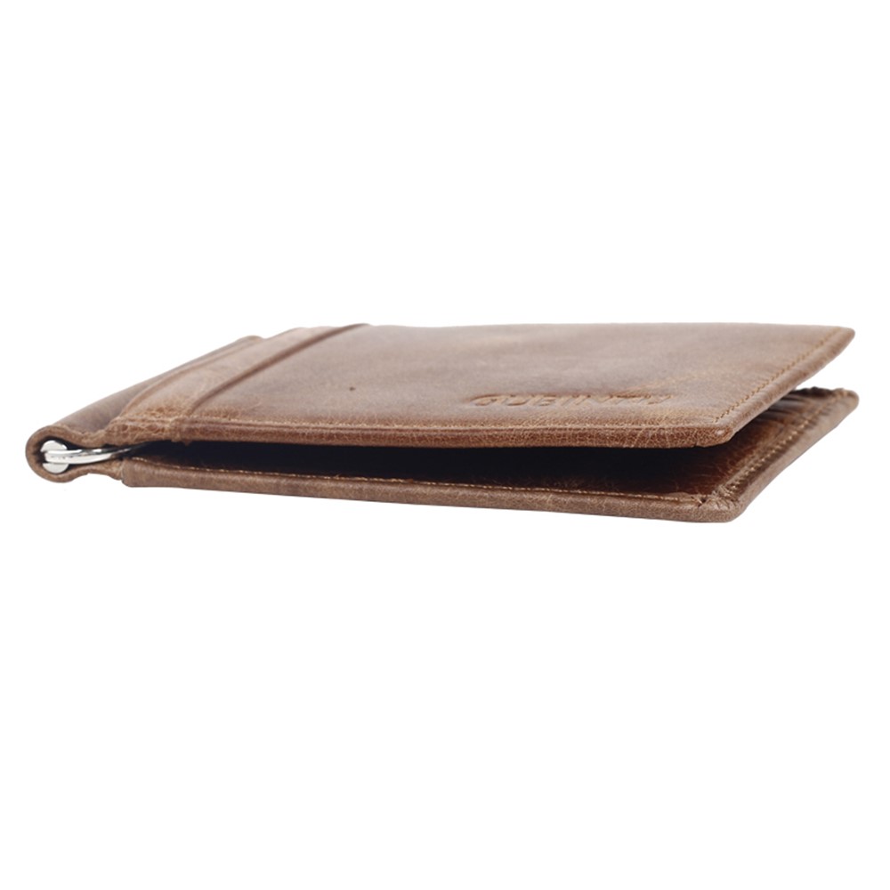GUBINTU 425 Men's Crazy Horse Genuine Leather Bi-fold Anti-scan Short Wallet with Card Slots - Coffee-7