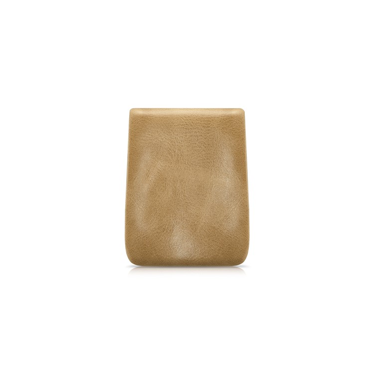 ICARER Genuine Leather Fold Design Coin Purse Magnetic Coin Wallet - Khaki-2