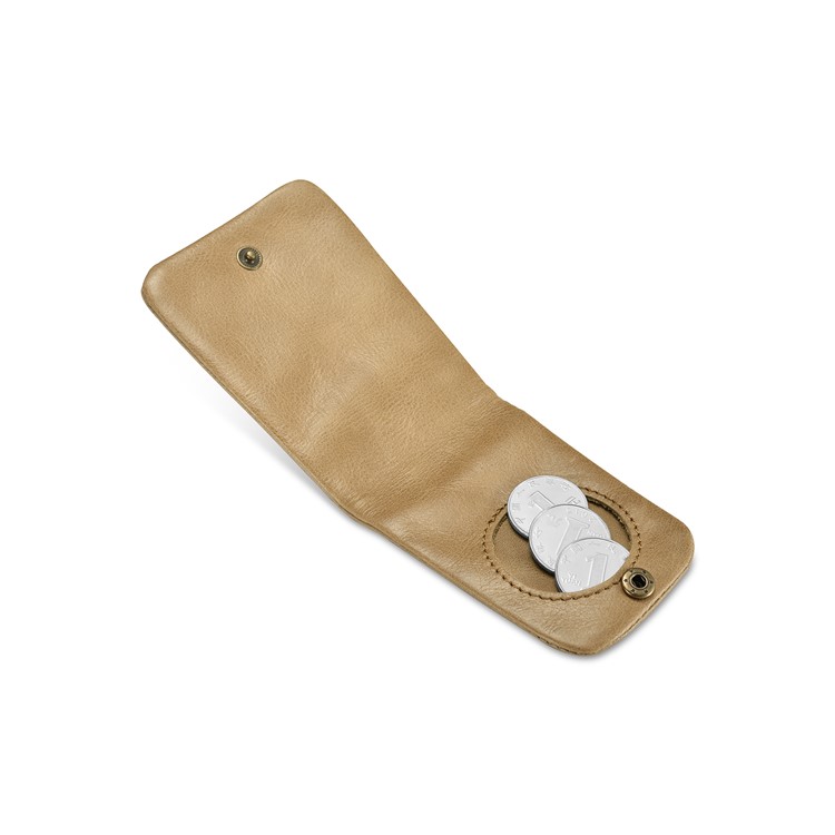 ICARER Genuine Leather Fold Design Coin Purse Magnetic Coin Wallet - Khaki-6